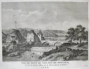 <p>Dornach Vue du pont du village de Dornach, et de la Chute d'Eau de la Birse, Canton de Soleure. A.P.D.R.  , 331 Zurlauben No 54</p>