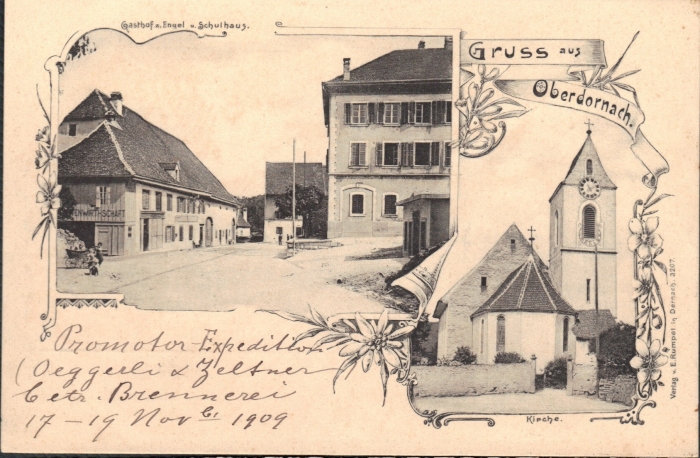<p>Ober Dornach , Oberdornach Gruss aus: Innenansicht + Kirche , Karte Top Zustand</p>