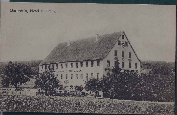 <p>Nota Hotel zum Kreuz Mariastein , Jules Bühler-Bader, ca. 1900, Beschrieben mit Unterschrift J. Bühler</p>